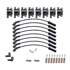 8PCS Square Ignition Coil & Spark Plug &Wires For Chevy Silverado 1500 Tahoe GMC - Picture 1 of 11