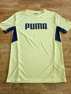 Camisa de rendimiento PUMA azul marino y amarillo amplificada bloques de color SS para niño | talla XL Foto 1 de 4