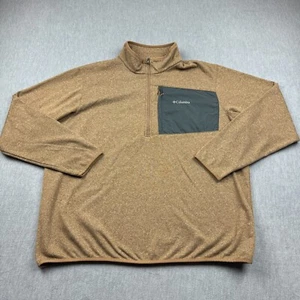 Columbia Sweater Men 2XL Brown 1/2 Zip Pullover Mock Neck Fleece Hiking Camping - Picture 1 of 11
