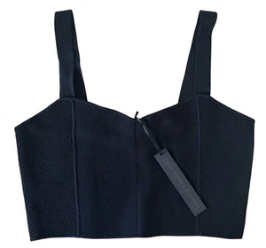 House of Harlow 1960 Damen ärmelloses geripptes Crop Top Gr. L schwarz - Bild 1 von 6