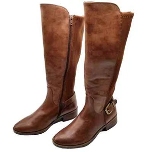 Baretraps Womens Alysha Faux Leather Tall Knee-High Riding Boots Brush Brown 5M - Picture 1 of 5