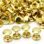 Solid Brass Double Round Cap 6/8/10mm Leather Rivet Studs for Garment Shoes Bag 