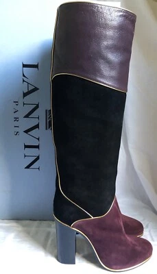 $1795 Bota LANVIN Alber Elbaz FW15 Borgoña Cuero Negro/Gamuza Nueva con Etiquetas Nueva con Etiquetas Talla 41 Foto 1 de 4