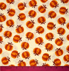 Fall Pumpkin Fabric - HALF YARD - 100% Cotton - Quilting Cream Blender Autumn - Picture 1 of 1