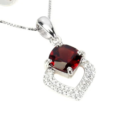 925 Argento Sterling Cuscino Mozambico 7mm Finto Zirconia Cubica Collana - Immagine 1 di 4