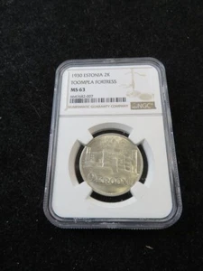 1930 Estonia 2 krooni Toompea fortress NGC MS63 silver coin - Picture 1 of 2