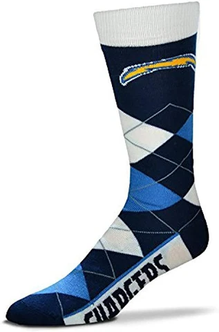 Los Angeles Chargers Football Navy & White Argyle Lineup Deuce Crew Socks Cover