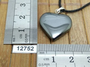 Pendentif coeur HEMATITE de qualité + cordon reglable lithotherapie reiki amour - Picture 1 of 2