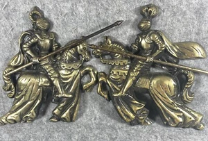 Vintage Paar Metallguss Ritter auf Pferd Wandbehang Made in Japan - Bild 1 von 4