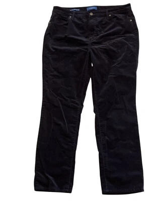 Talbots Pant Womens 14 Petite Black Corduroy High Waist Straight Leg Stretch - Image 1 of 4