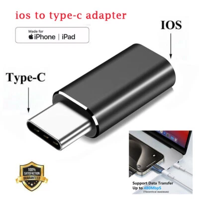 iPhone 8 Pin Female to Type C Male Converter Charging Adapter For iPhone 16 iPad - Image 1 of 4