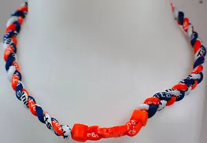 NEW 20" Custom Clasp Braided Sport Orange Navy Blue Dark White Tornado Necklace - Picture 1 of 1