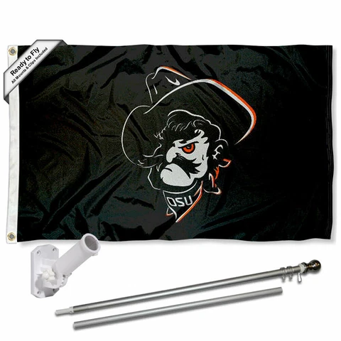 Oklahoma State Cowboys Pistol Pete Flag Pole and Bracket Gift Set Package Cover