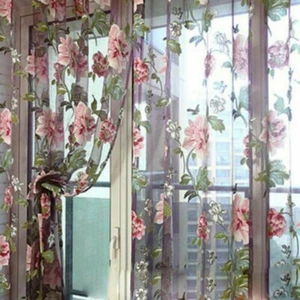 1*2.5m Floral Lace Kitchen Cafe Curtain Sheer Voile Panel Tier Valance Decor - Picture 1 of 4
