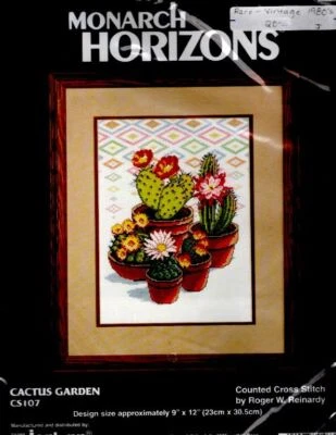 VINTAGE NOS MONARCH HORIZON CACTUS GARDEN CROSS STITCH KIT #CS107 - Image 1 of 2