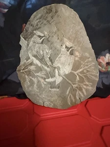 Vintage Engraved Slate Plaque Beautiful Cardinals Vermont Wall Decor Unique - Picture 1 of 6