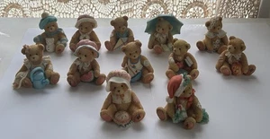 Vintage Enesco 1993 Cherished Teddies Full Set 12 Monate Januar - Dezember - Bild 1 von 13