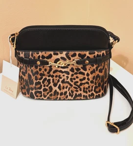 Le Bag Designed in Los Angeles Handbag Faux Leather adjustable strap Leopard - Picture 1 of 4