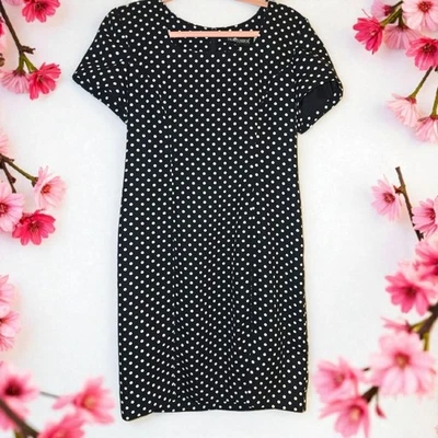 Vestido manga corta a lunares blanco y negro Sag Harbor talla 8P (501) Foto 1 de 4