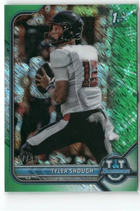 2021 Bowman University Chrome Tyler Shough Green Shimmer /99 1st Bowman 67/99 - Picture 1 of 2