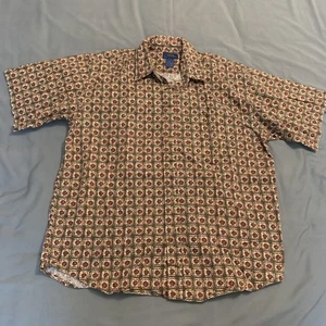 Vintage Cambridge Classics Shirt Mens Large Geometric Print Jamaica 90s - Picture 1 of 6