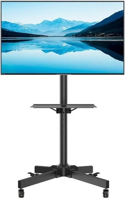 BONTEC Mobile TV Stand on Wheels for 23-60 inch Plasma/LCD/LED TVs, Portable TV, - Image 1 of 4
