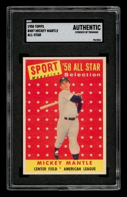 1958 Topps Set-Break #487 Mickey Mantle All Star SGC AUTHENTIC TRIM - Image 1 of 3