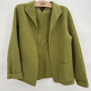 Eileen Fisher Jacket Womens Size Small Green Blazer Coat Wool Cashmere Open - Picture 1 of 8