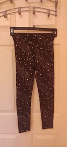 Justice Leggings Girl's Size 12 Black Stars Full Length Cotton Stretch - Picture 1 of 3