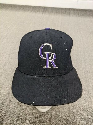 Colorado Rockies Fitted Baseball Cap Adult New Era 6 7/8 Black Wool Blend A2* - Image 1 of 4