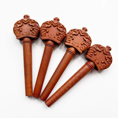 4/4 Cello Pegs Peg Jujube Wood Carving Flower New Full Size - Image 1 of 4