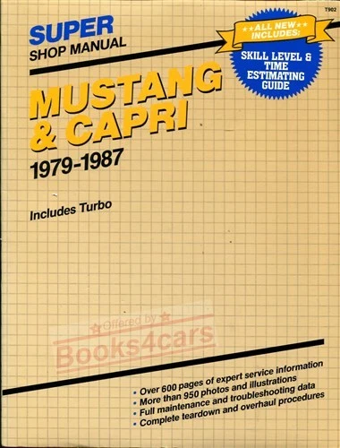 MUSTANG Tienda Manual Servicio Reparación Capri Ford Mercury Clymer Super Libro - Imagen 1 de 1
