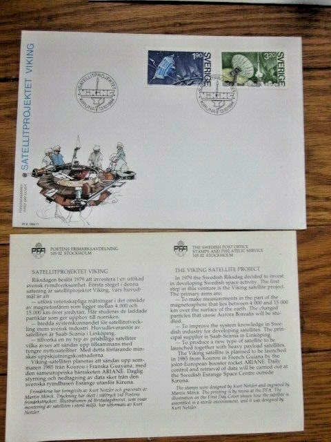 SPACE VIKING SATELLITE PROJECT 1984 2 STAMP SET FDC  +INFO CARD - Image 1 of 1