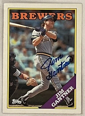 JIM GANTNER SIGNED AUTOGRAPH 1988 Topps  Card Milwaukee Brewers￼ - Image 1 of 2