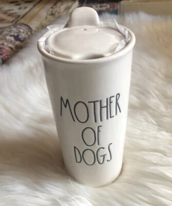 Rae Dunn Mother of Dogs Ceramic Coffee Travel Cup Dog Lover White - Picture 1 of 4