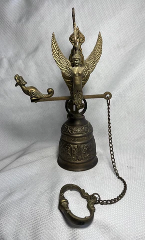 Vtg Ornate Brass Monestary Wall Hung Ringing Bell Qui Me Tangit Vocem Meam Audit Cover