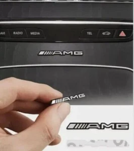 4x AMG Logo Für Mercedes Benz Emblem Aufkleber Lenkrad Lautsprecherboxen Konsole - Picture 1 of 4