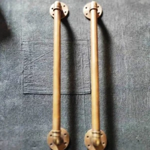Coppia di tubi vintage 50 cm porta ingresso principale maniglia estraibile ottone massiccio antico casa - Foto 1 di 3