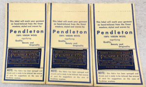 3 Authentic Vintage Sew In Pendleton Woolen Mills Wool Fabric Label Tag Cards