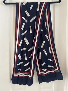The Presidents Millicent Womens Scarf Navy Blue White Signature Vintage 10 X 52 - Picture 1 of 8