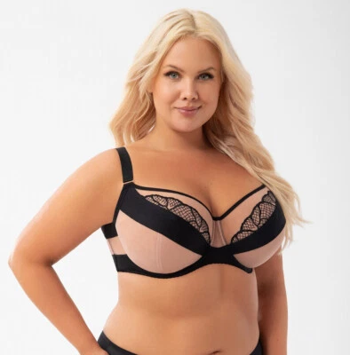 Bügel BH schwarz beige große starker Halt Größen breite Träger Gorsenia Dessous - Bild 1 von 4