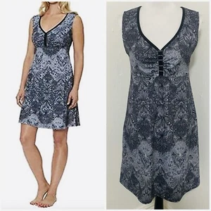 Gerry Women's Medium Sleeveless Active Dress Floral Black/Gray Vacation Boho - Picture 1 of 9