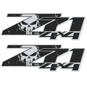 Z71 4x4 Off Road Decals for Chevy Silverado, Punisher Skull Edition Stickers, 2 - Bild 1 von 5
