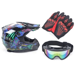Youth Kids Motocross Helmets Offroad Helmet Gloves Goggles DOT Certification   - Picture 1 of 12