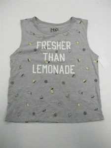 new MODERN LUX T-Shirt Women's Size XL Cotton Lemons Gray/Yellow Scoop Neck Tank - Picture 1 of 7