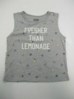 全新现代 LUX T 恤女式 XL 码棉柠檬灰色/黄色圆领背心 — 第 1/4 张图片