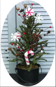 Rustic Christmas 18" Candy Shop Tree with Berries in Pail - Picture 1 of 2