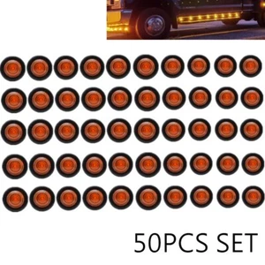 50x 3/4" 12V Marker Lights LED Truck Trailer Round Side Bullet Light Amber Lamps - Picture 1 of 4