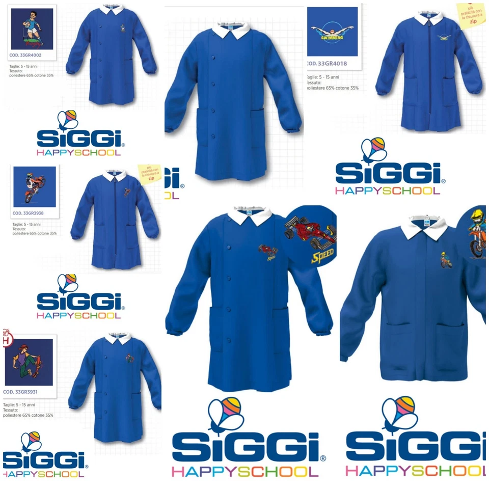 Grembiule bambino scuola elementare bluette Siggi  - Immagine 1 di 1