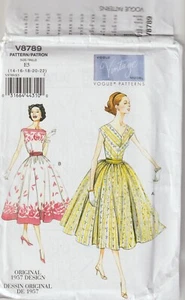 Vogue Pattern V8789 Vintage 1957 Miss Petite Dress and Cummerbund Sz 14-22 - Picture 1 of 2